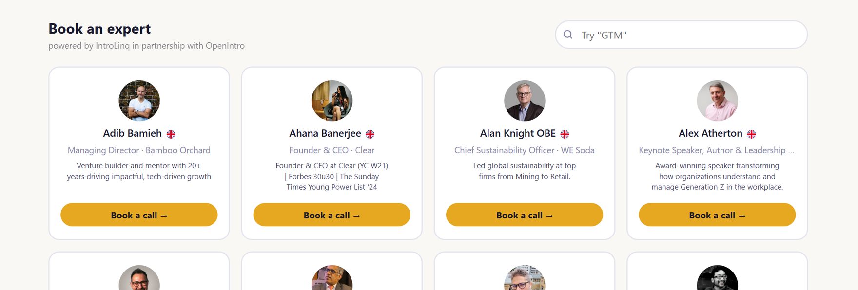 The Expert Board: a searchable grid of real experts