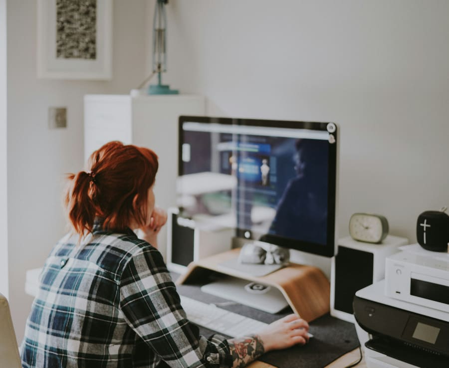 Publisher working at a desk